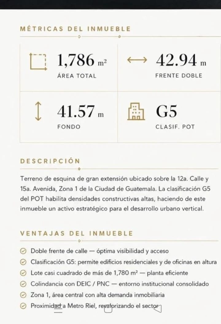 Vendo Terreno en Esquina Sobre 12 Calle Zona 1, Gerona — Terreno en Venta en Zona 1, Guatemala, Ciudad — foto 1 de 2
