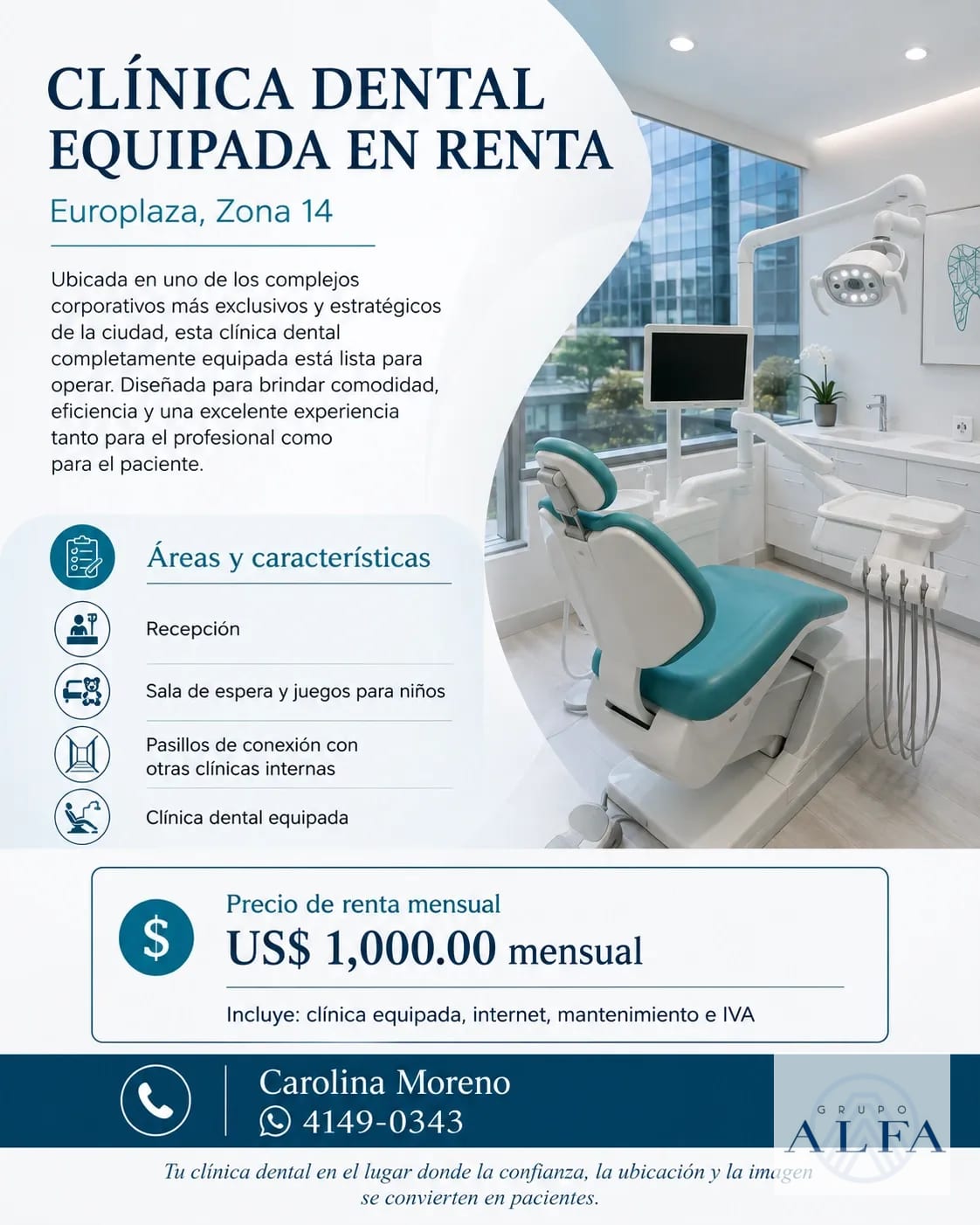 Clínica Dental Equipada en Renta | Europlaza Zona 14 — Clínica en Alquiler en Zona 14, Guatemala, Ciudad — foto 2 de 6