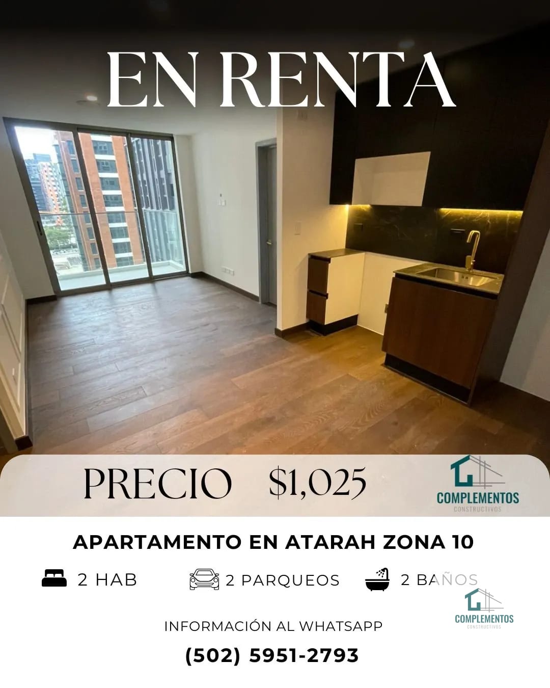Atarah, Apartamento en Renta Zona 10, 2hab. 61.47M2 — Apartamento en Alquiler en Atarah, Zona 10, Guatemala, Ciudad — foto 1 de 7