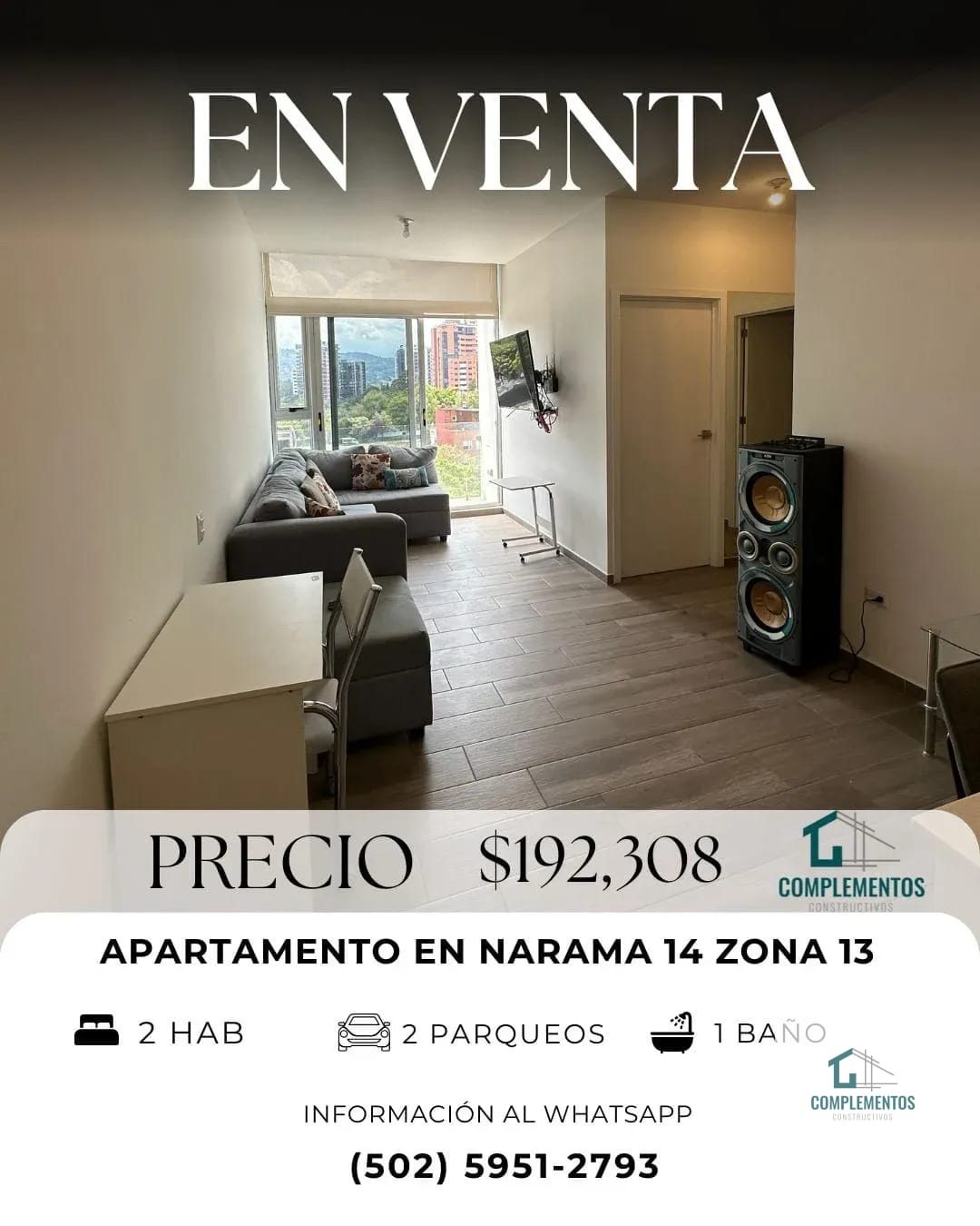 Narama, Apartamento en Venta zona 13, 2hab. 74 m² — Apartamento en Venta en Narama, Zona 13, Guatemala, Ciudad — foto 1 de 3