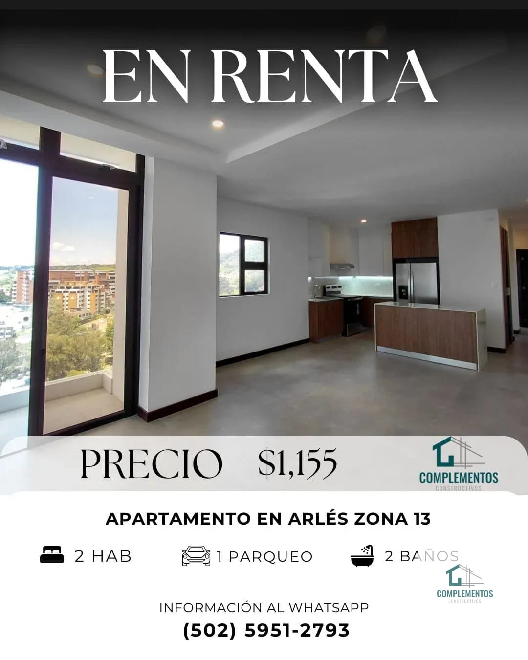 Arles, Apartamento en Renta, 2hab. 80m² — Apartamento en Alquiler en Arles, Zona 15, Guatemala, Ciudad — foto 1 de 9