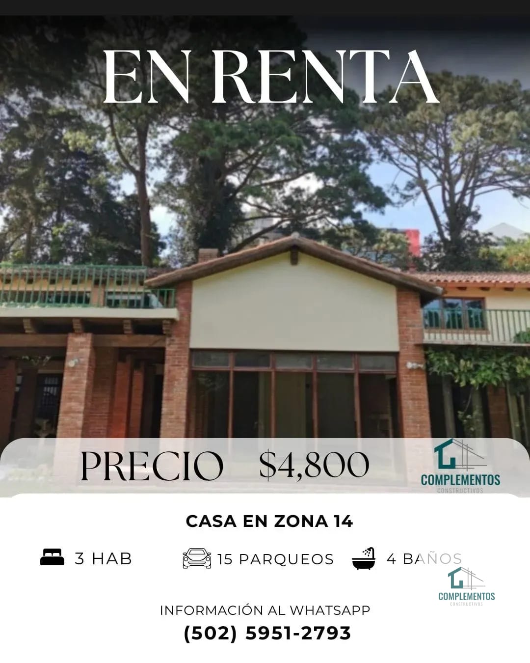 Colonia Navarra, Casa en Renta zona 14, 3hab. 684 m² — Casa en Alquiler en Zona 14, Guatemala, Ciudad — foto 1 de 9