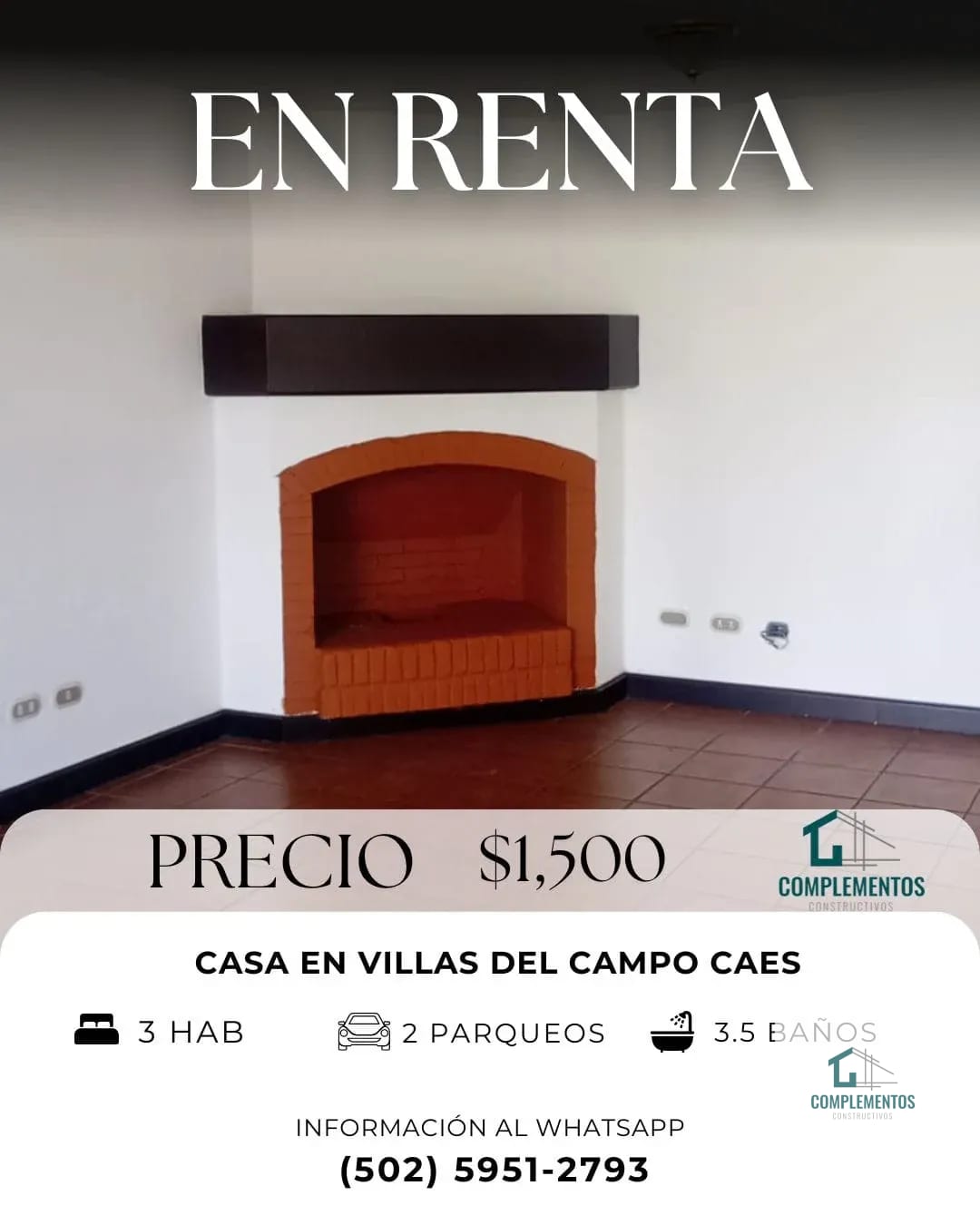 Villas de Campo, Casa en Renta Caes Km. 13, 3hab — Casa en Alquiler en Villas del Campo, Carretera a El Salvador, Guatemala, Ciudad — foto 1 de 9