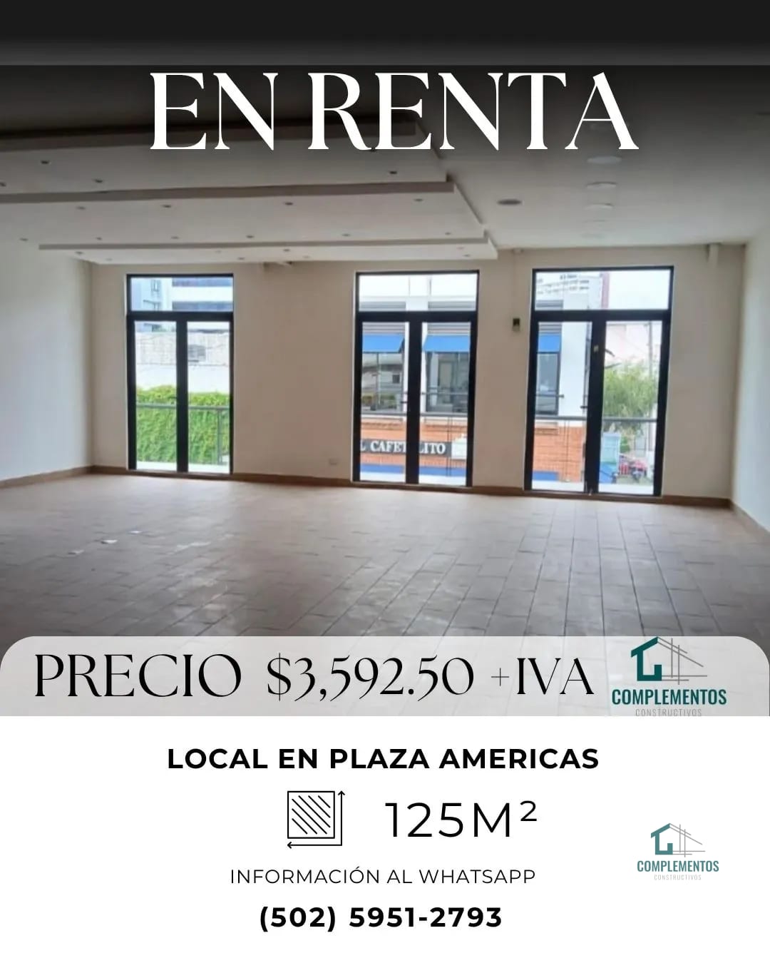 Plaza Las Americas, Local en zona 13, 125 m² Local 125 m² 1 baño. Pr — Local en Alquiler en Zona 13, Guatemala, Ciudad — foto 1 de 3
