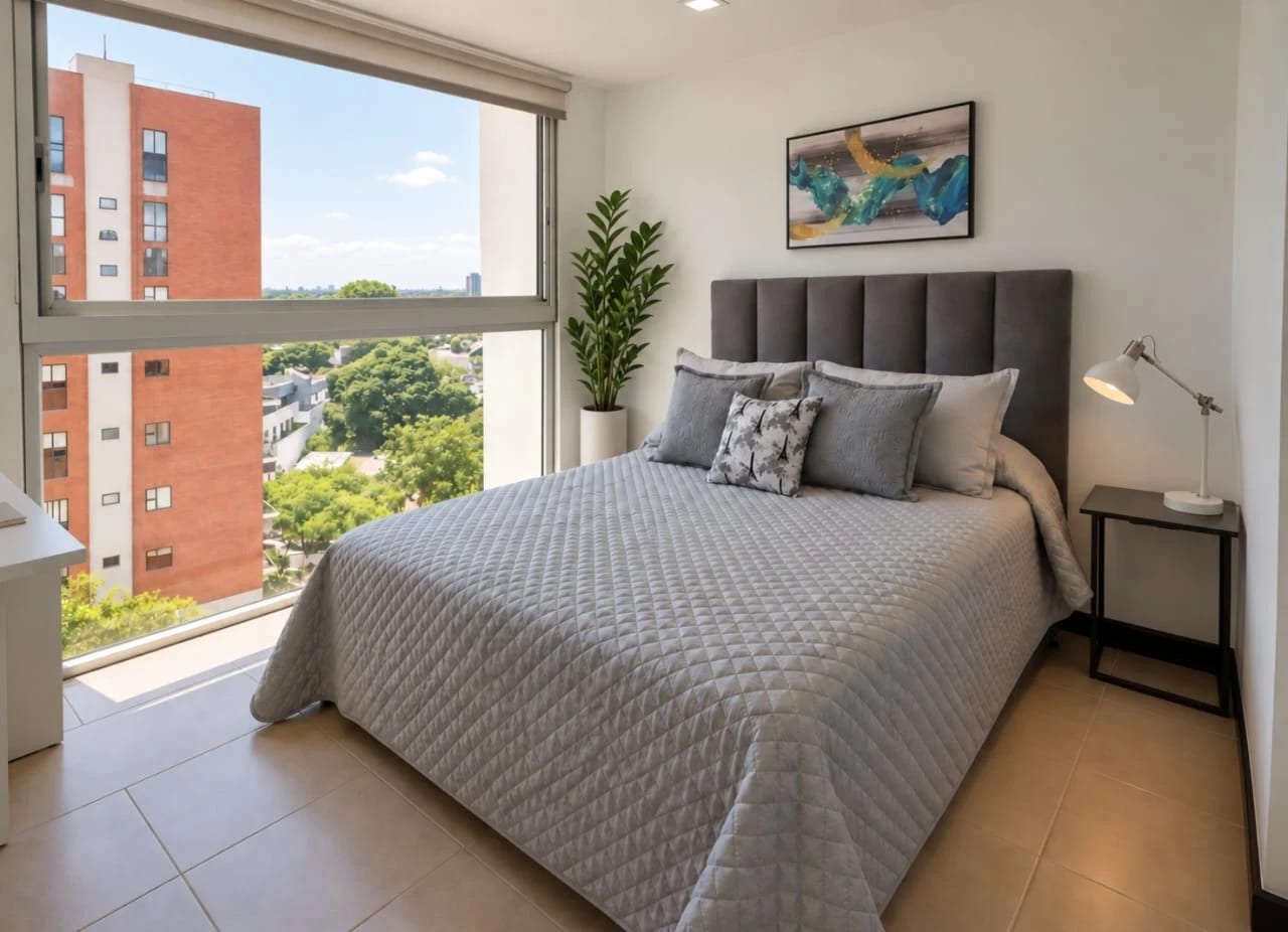 Dormitorio principal — Cómodo y bien ubicado apartamento completamente amueblado en zona 15 — Apartamento en Alquiler en Cassia, Zona 15, Guatemala, Ciudad — foto 2 de 3