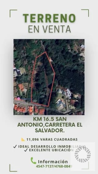 Amplio Terreno ideal desarrollo Inmobiliario — Terreno en Venta en San Antonio, Carretera a El Salvador, Guatemala, Ciudad — miniatura 1 de 6