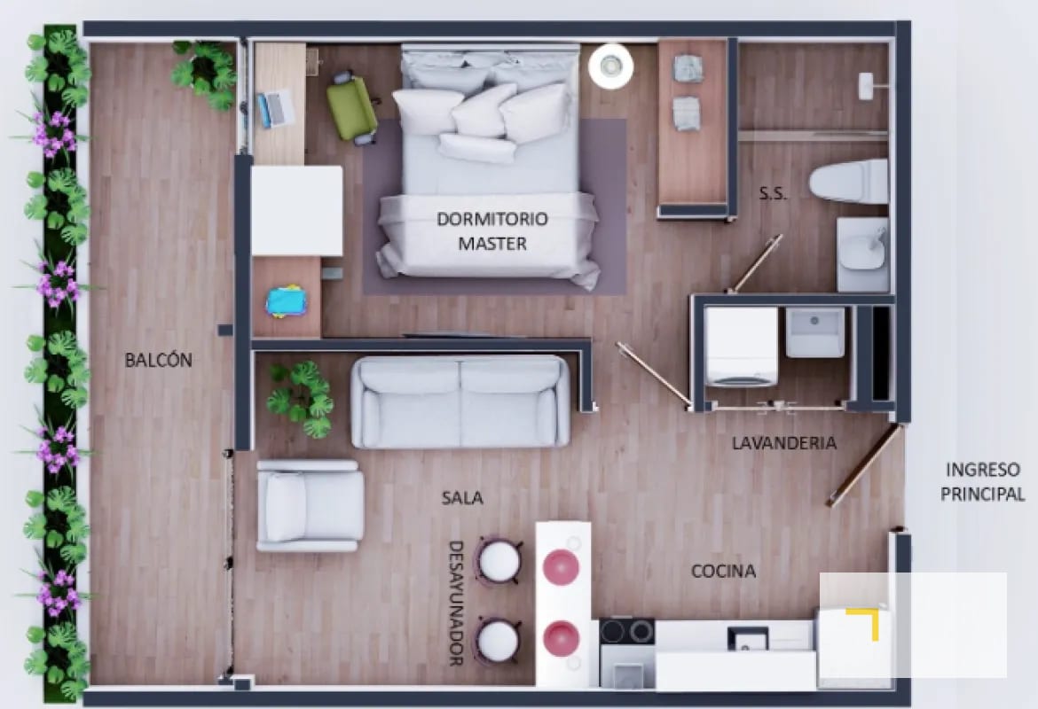 Apartamento en venta de 1 habitación con balcón en zona 15 Vista Hermosa 1 — Apartamento en Venta en Vista Hermosa I, Zona 15, Guatemala, Ciudad — foto 14 de 14