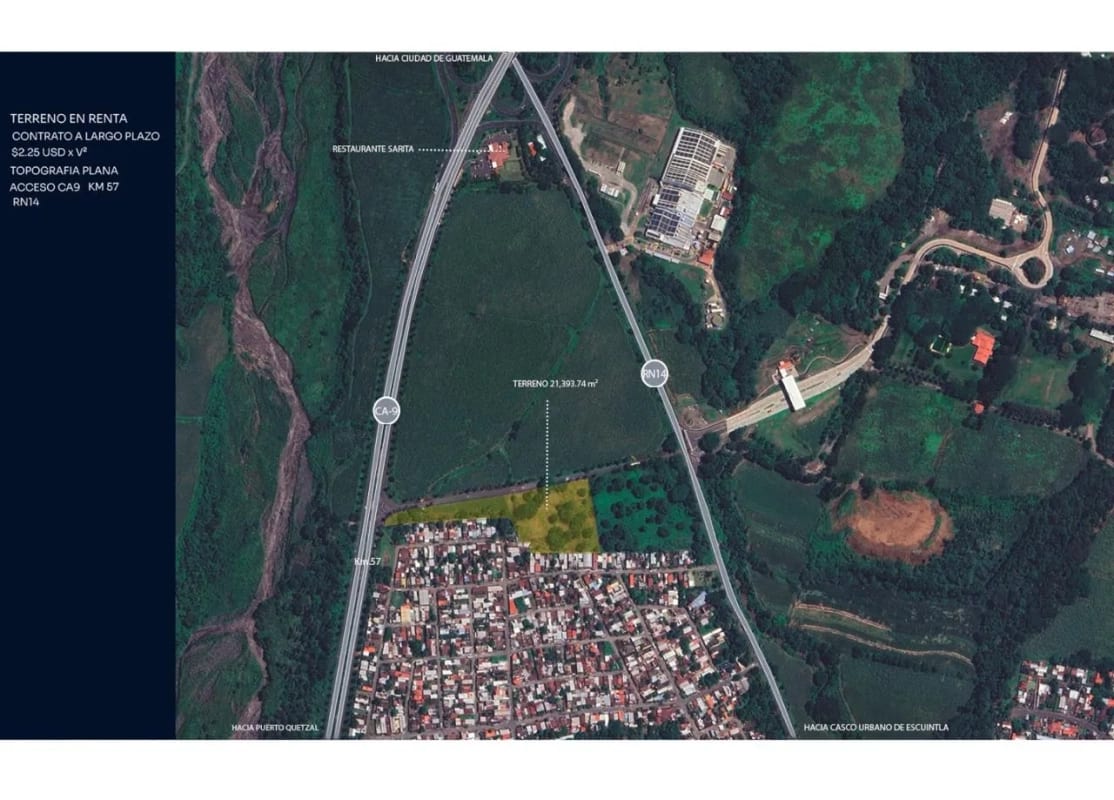Terreno Comercial en RENTA Autopista Escuintla y RN14 — Terreno en Alquiler en Escuintla, Escuintla — foto 1 de 1