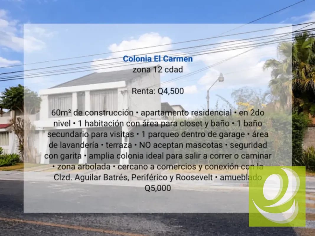 Apartamento en Renta en Colonia El Carmen zona 12 cdad — Apartamento en Alquiler en Zona 12, Guatemala, Ciudad — foto 8 de 9