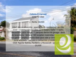 Apartamento en Renta en Colonia El Carmen zona 12 cdad — Apartamento en Alquiler en Zona 12, Guatemala, Ciudad — miniatura 8 de 9